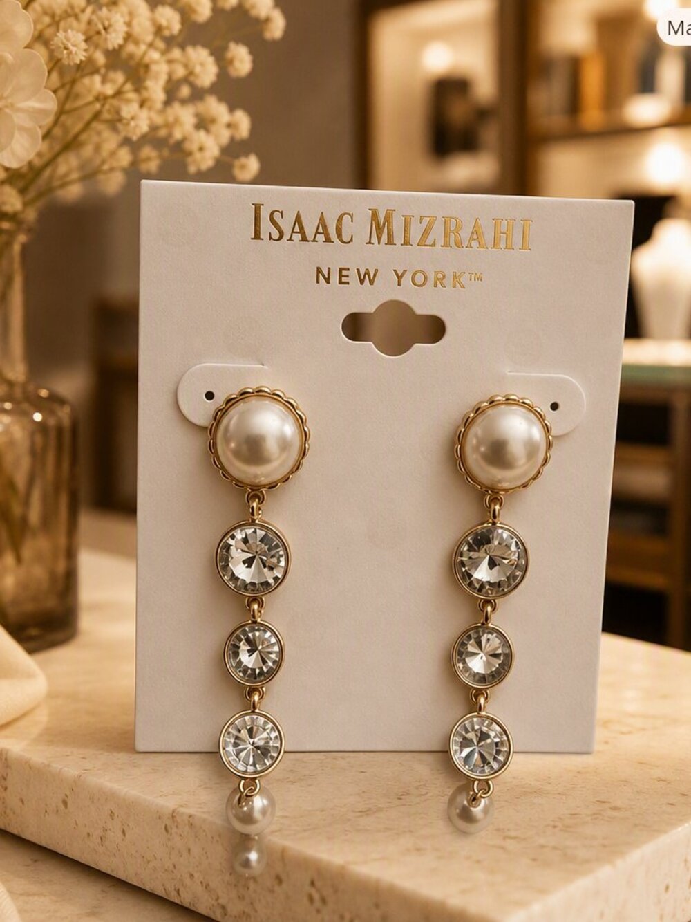 Isaac Mizrahi New York Elegant Dangle Earrings NWT